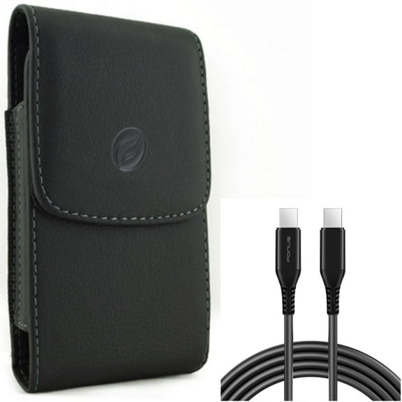 10ft Long USB-C Cable w Case Belt Clip for Samsung Galaxy S20 Ultra - PD Fast Charger Cord Power Wire, Leather Holster Cover fits Samsung Galaxy S20 Ultra