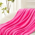 thumbnail image 4 of Exclusivo Mezcla Waffle Textured Extra Large Fleece Blanket, Super Soft and Warm Throw Blanket for Couch, Sofa and Bed (Hot Pink, 50"x70")-Cozy, Fuzzy and Lightweight, 4 of 9