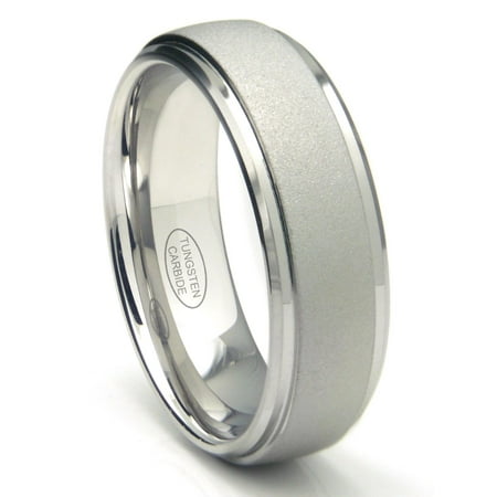Andrea Jewelers White Tungsten Carbide Sandblast Finish Wedding Band Ring Sz 10.0