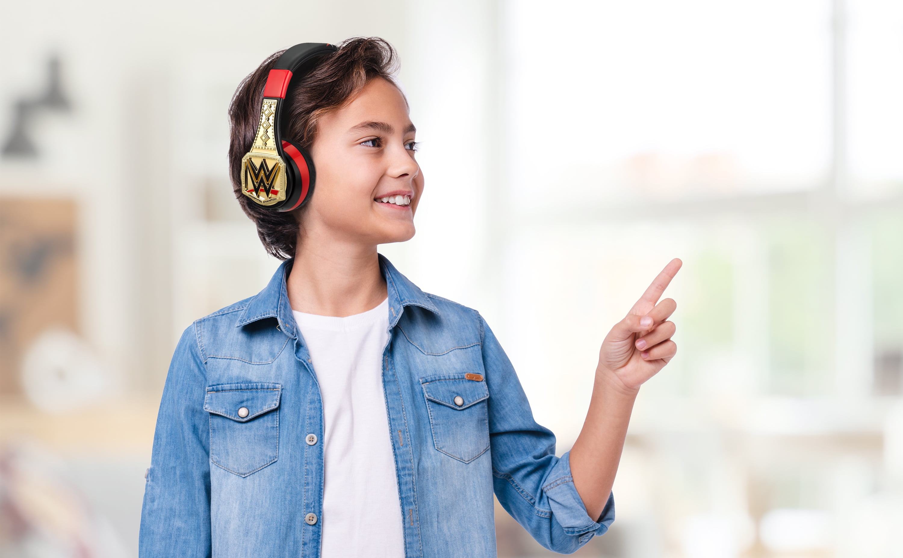 eKids WWE Bluetooth Headphones, Wireless with Microphone Includes Aux Cord