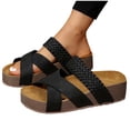 thumbnail image 5 of Taqqpue Womens Sandals Slide Wedge Sandals Comfortable Anti-Slip Open Toe Beach Slippers Flat Thick-Soled Sandals Bohemia Espadrilles Platform Sandals Women Dressy Summer Outdoor Beach Walking Shoes, 5 of 5