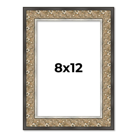 8x12 Frame Silver Real Wood Picture Frame Width 1.75 Inches | Interior Frame Depth 0.5 Inches |