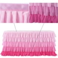 thumbnail image 5 of 6 Ft Tulle Table Skirt, 5 Tier Pink Gradient Tablecloth Tutu Chiffon Table Skirting, 5 of 9