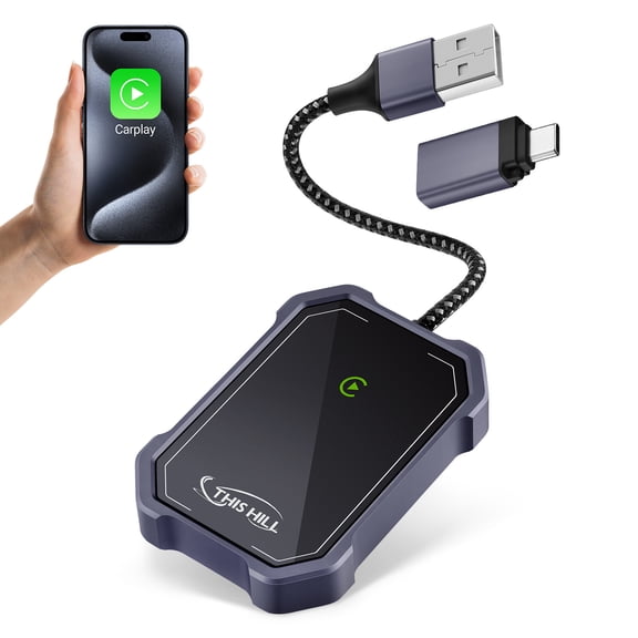SPBTAR Wireless Carplay Adapter for Cars - Plug and Play USB A/C Dongle Converts Wired to Wireless Carplay, Compatible with Factory Wired Carplay Models (2016 ), iOS, Aluminum Alloy