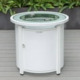 thumbnail image 3 of LeisureMod Walbrooke Modern Aluminum 5-Piece Patio Conversation Set with Outdoor Round Firepit Side Table Tank Holder, Light Grey, 3 of 19