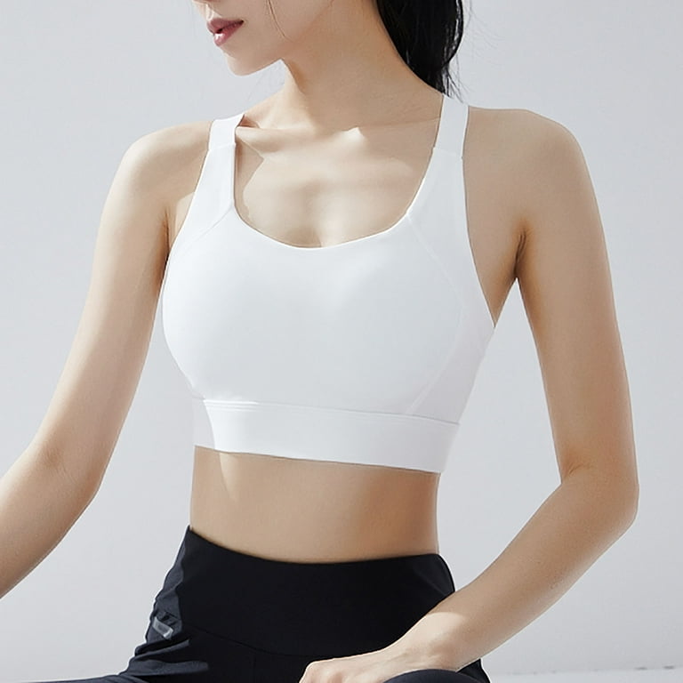 Odeerbi Sports Bras for Women 2024 No Underwire Yoga Bra One-piece Back Bra  Yoga Vest White