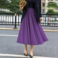 thumbnail image 5 of Rciityk Skirts for Women Solid Color Elastic High Waist Flowy Maxi Skirt Summer Boho A-Line Ankle-Length Beach Vacation Skirt, 5 of 6