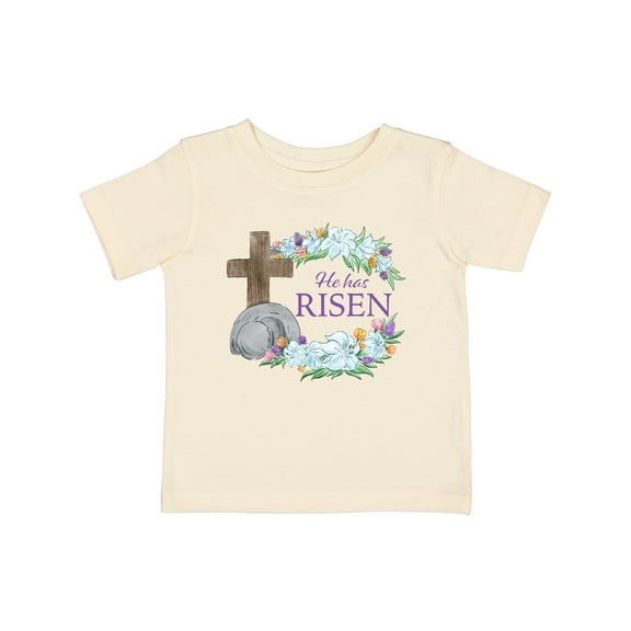 Inktastic Easter He Has Risen with Cross and Flowers Boys or Girls Baby T-Shirt