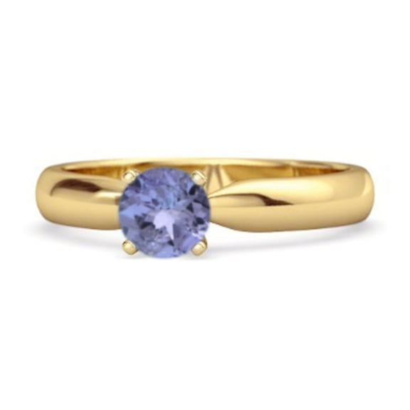Mooneye Solitaire 0.25 Cts Round Tanzanite 925 Sterling Silver Gold Vermeil Promise Women Gifts Ring
