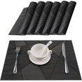 thumbnail image 1 of Mantel Individual - 6 Manteles Individuales De Pvc Mantel Individual Lavable Antideslizante Resistente Al Calor Plástico Hogar Restaurante Hotel, Vinilo Tejido De 45 * 30 Cm (Negro), 1 of 5