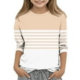 thumbnail image 2 of HAOTAGS Toddler Girls Blouses, Long Sleeved Lightweight Striped Causal Tops Beige 9Years, 2 of 5