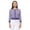 Blueberry/Lilac, variant on YEMAK Women's 3/4 Sleeve Crewneck Stripe Regular Fit Button-Down Sweater Cardigan-BLACK/IVORY-L