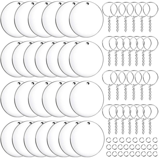 CPDD 78 Pièces Acrylique Porte-clés Blancs Ensemble 2,5 Pouces Acrylique  Cercle Ornements Blancs Clair Rond Acrylique Cercle Disque Acrylique  Ornement Blancs avec Porte-clés Anneaux pour Projets de Bricolage et  Artisanat - - 