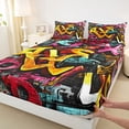 thumbnail image 4 of Homewish Cartoon Graffiti Twin Sheet Sets, Hip Hop Lover Twin Fitted Sheet, Teens Kids Boys Girls Flat Sheet, Luxury Bedroom Decor, 3 Pieces, 4 of 8
