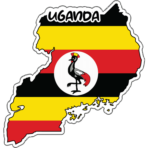 Uganda Map Flag Sticker Decal 4 Inches - 4 inch
