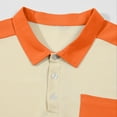 thumbnail image 4 of Tops for Men under $5 Short Sleeved Lapel Pocket Color Blocked Button Up Casual Polo T Shirt Classic Casual Golf Collar Tee with Pocket Orange S, 4 of 5