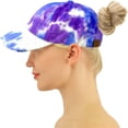 thumbnail image 3 of CC Tie-Dye Criss-Cross Elastic Back Women's Ponytail Dad Cap Hat, 3 of 16