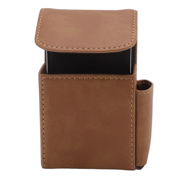 Estuche de PU para cigarrillos con soporte para encendedor, 20 paquetes, diseño de billetera para hombres, herramientas para fumar, marrón