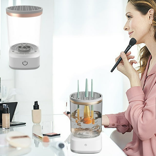 Storage Cabinet, Professional Makeup Brush Cleaner with Quick-Dry Silicone Mat & Drying Stand, Deep Cleans & Restores Bristles, Ideal for Daily Use & Cosmetic Kit Maintenance Akmoler