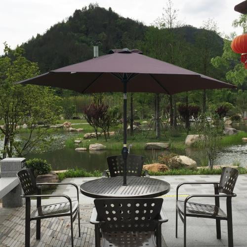 Details about   9FT Patio Garden Umbrella w/Base Stand Push Button Tilt and Crank Yard Pool 