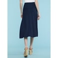 thumbnail image 3 of Made by Johnny Women's Lightweight Fold Over Flared Midi Skirt S NAVY, 3 of 6