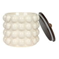 thumbnail image 4 of Creative Co-Op 8.25 Inches Round Stoneware Canister with Raised Dots and Acacia Wood Lid, White and Natural, 4 of 5