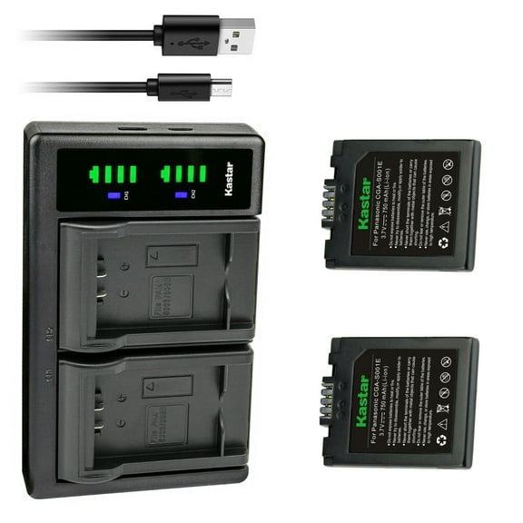 Kastar 2-Pack CGA-S001 Battery and LTD2 USB Charger Compatible with Panasonic DMC-F1, DMC-F1B, DMC-F1K, DMC-F1S, DMC-F1PP, DMC-F1E-S , DMC-FX1, DMC-FX1BS, DMC-FX1EG, DMC-FX1EG-A, DMC-FX1EG-R Camera