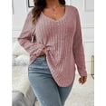 thumbnail image 3 of Women Plus Top 5XL Sweater Top Tunic Top Pullover Lady Top Long Sleeve Daily V-neck Autumn Daily Sweater Top Loungewear Striped Cogild, 3 of 5