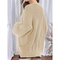 thumbnail image 4 of Cárdigan de Punto Grueso para Mujer, Larga, Cuello en V, Botones, con Bolsillo, para Otoño e Invierno Caqui M, 4 of 8