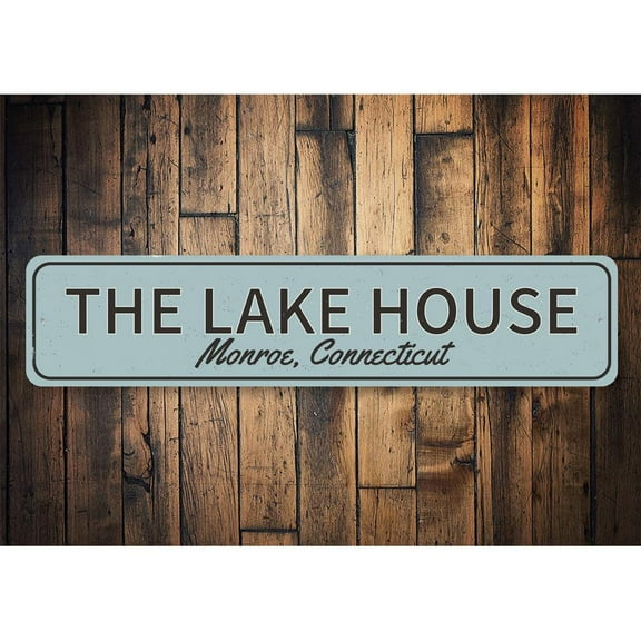The Lake House Novelty Decor, Metal Wall Sign - 4x18 Inches