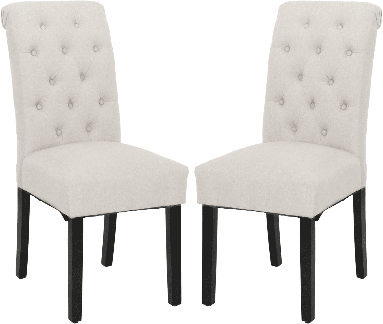Hforesty Beige Kitchen Dining Room Chairs Set of 2, Solid Wood Tufted