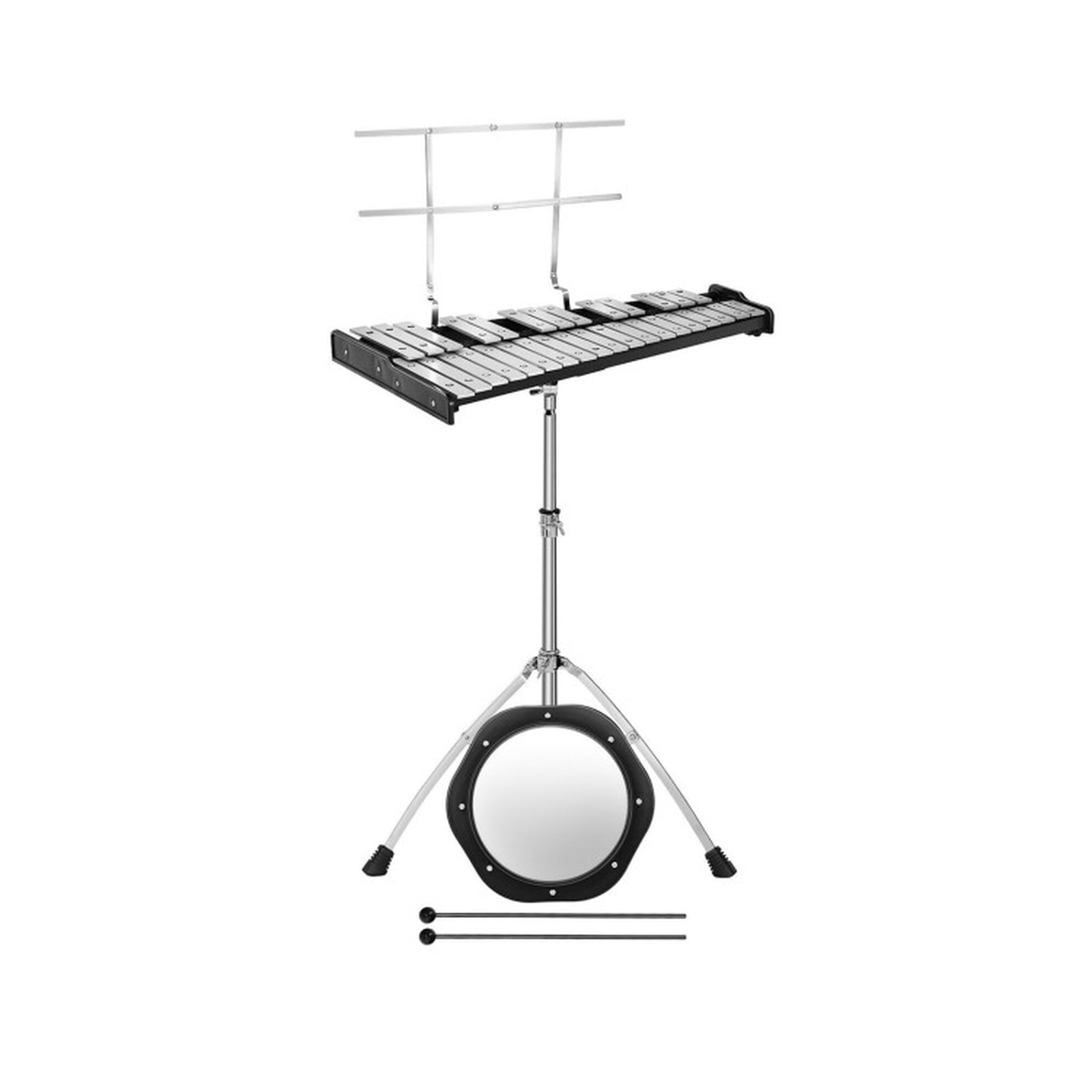 Redsmile 32-Note Glockenspiel Xylophone Bell Kit with Adjustable Steel Stand and Mallets for Students and Bands, Black