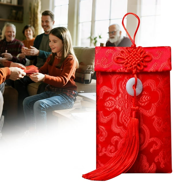 WHEANG Chinese Brocade Envelopes – Embroidered Red Hongbao For Holidays Weddings Birthdays & Celebrations (Set Of 1)