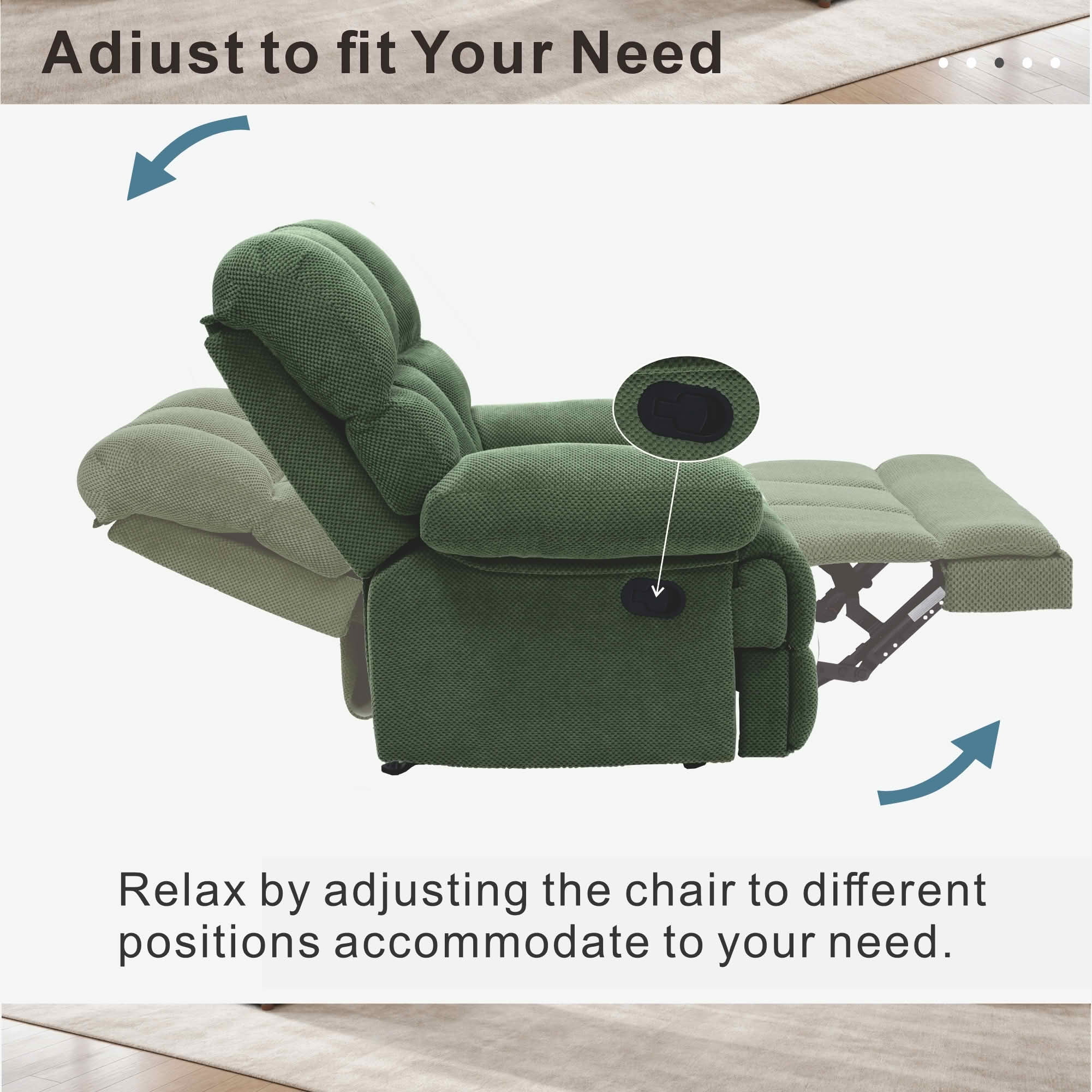 MAYEERTY Modern Manual Rocker Recliner Chair, Nubby Upholstery Fabric Rocking Recliner for Living Room, Nursery and Home Office