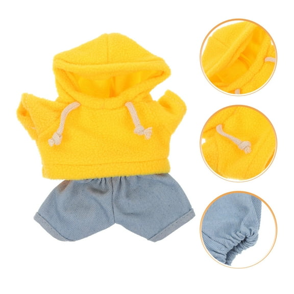 Worgeous Bear Doll Clothing Set with Plush Hoodie and jeans Soft and Comfortable Outfits for 20cm Stuffed Animals Dress Up Supplies