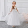 thumbnail image 6 of Zwiiyzr 2025 7-14Y Girls Tulle Dress Bridesmaid Wedding Pageant Dresses Solid Color Sleeveless Bow Flower Mesh Puff Dress Princess Dress Birthday Party White, 6 of 7