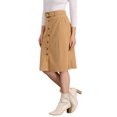 thumbnail image 4 of Falda midi de mujer de pana de cintura alta con botones y cinturón color camel XL, 4 of 6