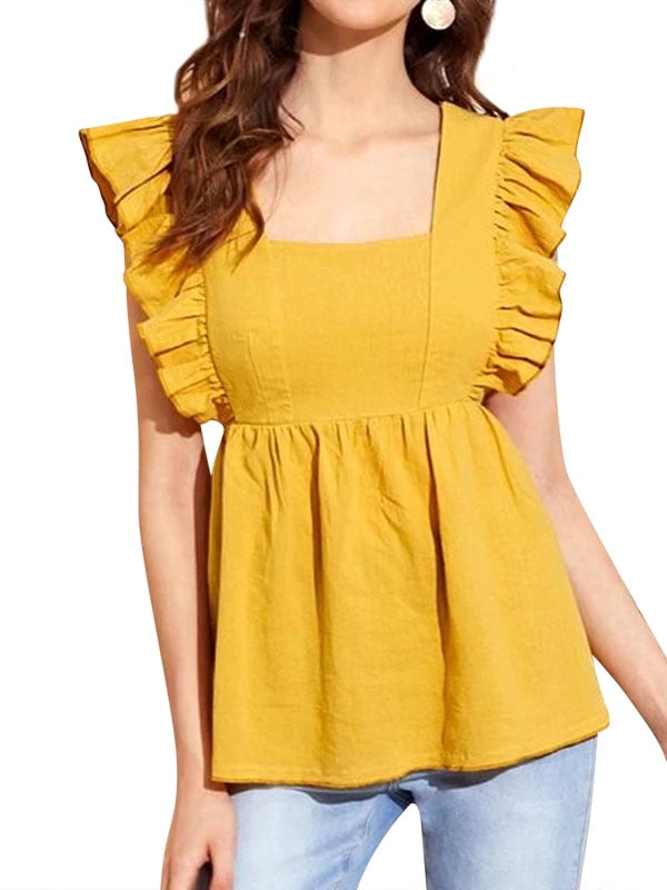 square neck ruffle top