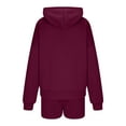 thumbnail image 4 of Wyobmus Women's 2 Piece Sweatsuit Fall Outfits Long Sleeve Pullover Sweatshirt Cargo Shorts Lounge Set Tracksuits C-Burgundy, 4 of 6