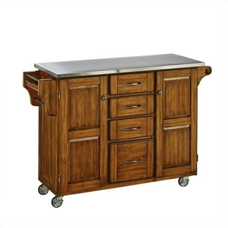 Cottage Collection Trundle - Hawthorne Collections Stainless Steel Top Kitchen Cart in Cottage Oak
