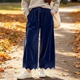 thumbnail image 4 of Karymi Jean Shorts Solid Velvet Wide Leg Long Pants, Elastic Drawstring High Waist Trousers, Hollow Lace Scalloped Hem Side Pockets Palazzo Pants Women's Shorts, 4 of 8