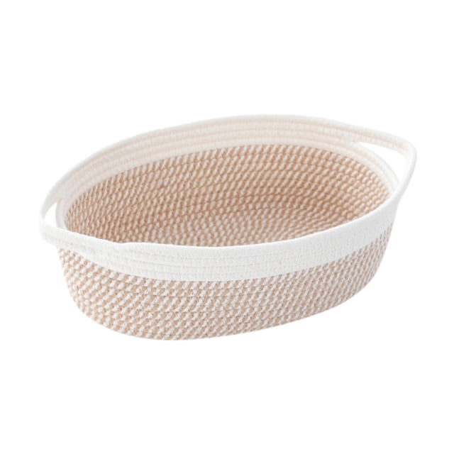 Cesta de cuerda de algodón, cesta para estante, cesta para escritorio, cesta para guardar artículos diversos para juguetes de bebé y perro. beige