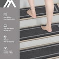 thumbnail image 3 of FloorHug 4pcs 28"X9" Non-Slip Stair Treads,Indoor Carpet Stair Runners Set for Wooden Steps,100% Polyester TPE Backing Stair Rugs Safety Mats for Dogs, Kids & Elders,Square Pattern,Black, 3 of 8