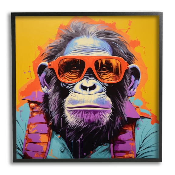 Stupell Industries Pop Style Gorilla Animals & Insects Painting Black Framed Art Print Wall Art, 12 x 12