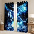 thumbnail image 2 of Homewish Jungle Dragon Black Out Curtains,Western Fantasy Animal Curtains Pack of 2 (42x63 Each),Blue Black Bedroom Curtains For Teens,Microfiber Bedroom Decor, 2 of 6