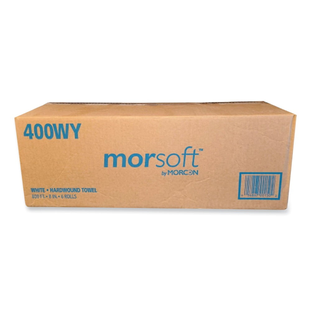Morcon Paper 400WY Morsoft 8 in. x 800 ft. Y-Notch 1-Ply Controlled Towels - White (6 Rolls/Carton)