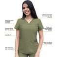 thumbnail image 3 of Adar Pro Haut de Sarrau à Encolure Cœur en V pour Femme, Olive Chiné, m, 3 of 7