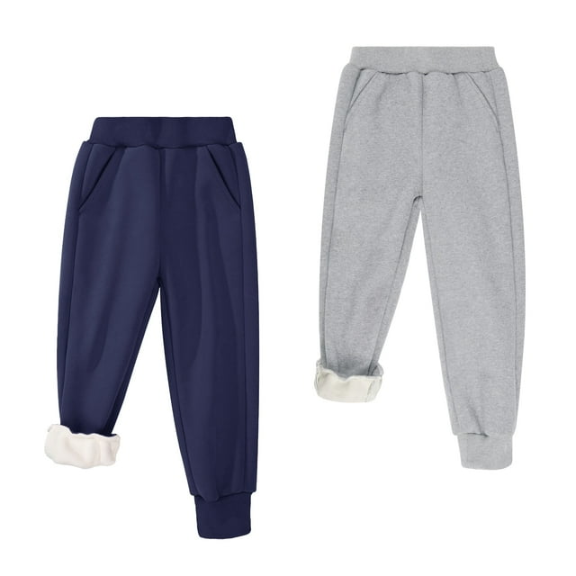 BIG ELEPHANT Pantalones Deportivos con Forro Polar para Niños y Niñas, Pantalones Deportivos Cálidos de Invierno con Cintura Elástica y Bolsillos de 3 a 16 Años