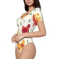 thumbnail image 2 of Haiem Flower Chicken Women's Crew Neck Short Sleeve Bodysuit Tops Stretchy Slim Basic-X-Large, 2 of 9