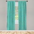 thumbnail image 3 of Ambesonne Turquoise Curtains, Art Deco Square Lines, Pair of 28"x63", Turquoise Yellow, 3 of 5
